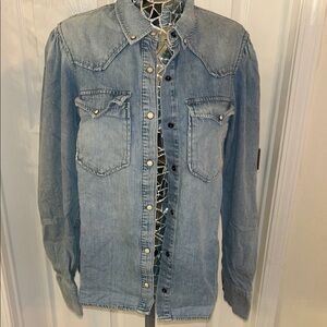 ALL SAINTS Denim Button-Up Shirt Size 4